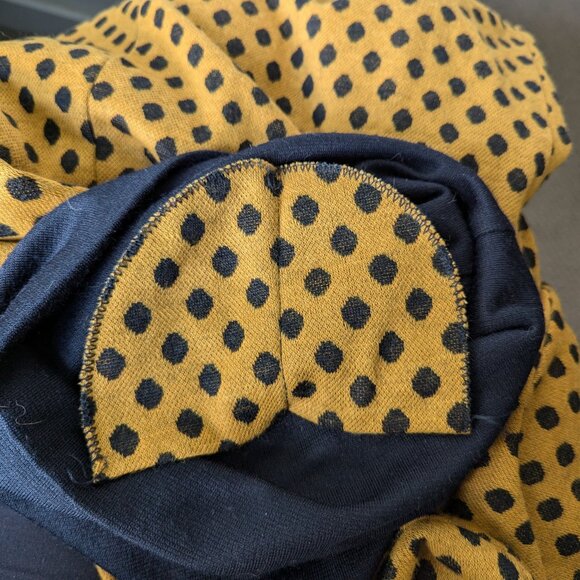 Retro Polka Dot Orange Black Mini Dress ,Turtle Neck - great for fall & winter - Picture 5 of 7